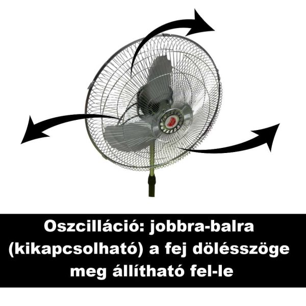 Ipari Álló Ventilátor 18" (45cm) átmérő, 100W, 50Hz, 3 fém lapáttal és masszív talppal - Image 3