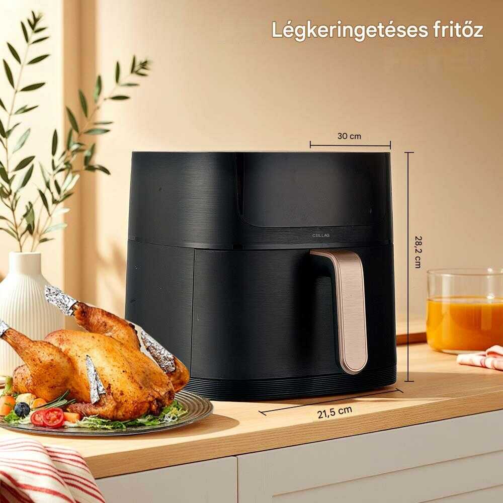 WINNING STAR ST-9652 Digitális Légsütő (Air Fryer), 6L, 1500W, 8 Előre Beállított Menüvel - Image 4