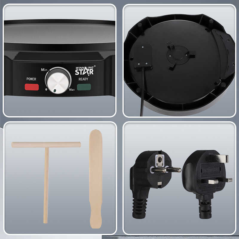 WINNING STAR ST-9324 Elektromos Palacsintasütő, 34 cm, 1200W, Tapadásmentes Felület - Image 4