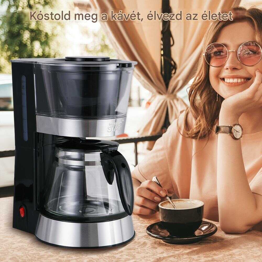 WINNING STAR ST-9712 Csepegtetős Kávéfőző, 1.2L, Rozsdamentes Acél/Üveg - Image 4