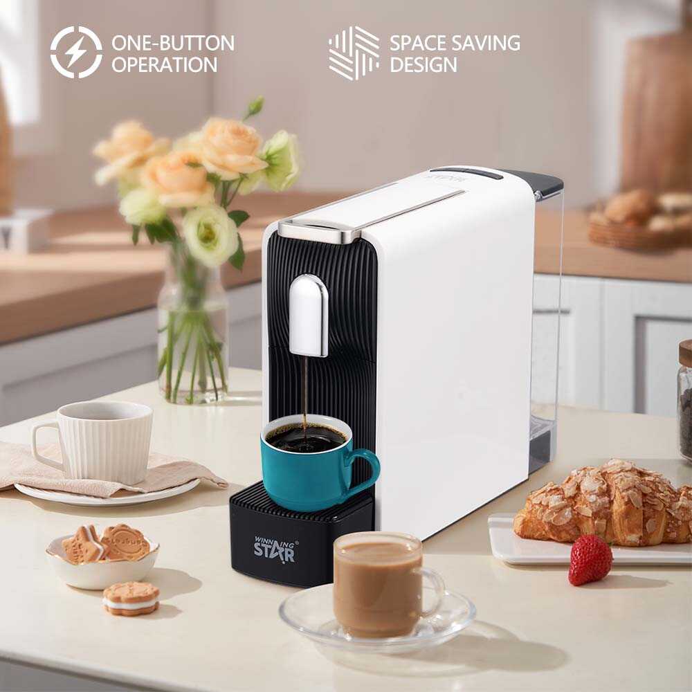 WINNING STAR ST-9746 Kapszulás Kávéfőző, 19 Bar Nyomás, Kompakt, Fehér-Fekete Dizájn - Image 4