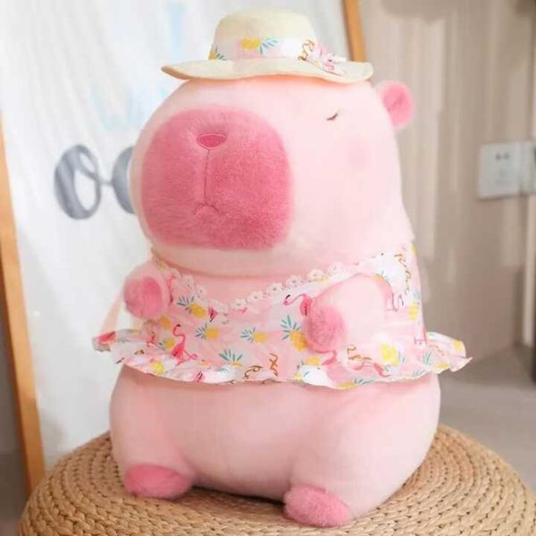 Rózsaszín capybara plüss kalapban és ruhában , 60 cm - Image 4