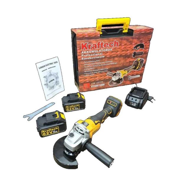 Kraftech KT/BAG-58XR Sarokcsiszoló Flex 2db 62V akkumulátorral - Image 6