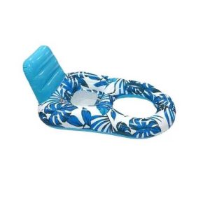 Vízifotel italtartóval trópusmintás pihenőfotel pohártartóval kék 150 x 90 cm