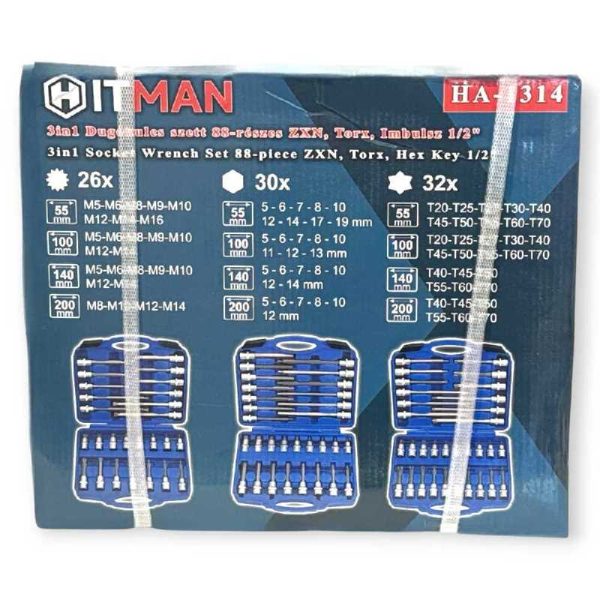Hitman 3in1 Dugókulcs Készlet 88-részes XZN, Torx, Imbusz 1/2" – Az Összes Kulcs, Ami Kellhet - Image 5