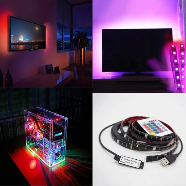 USB LED szalag 3 méter fekete öntapadós huzallal, távirányítóval és bluetooth aplikációval, IP65 - Image 5