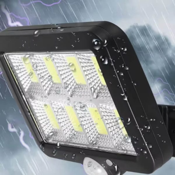 Napelemes mozgásérzékelős LED reflektor (200W, 120 COB LED) Távirányítóval, állítható nappannel és 5m kábellel, IP65 vízálló - Image 2