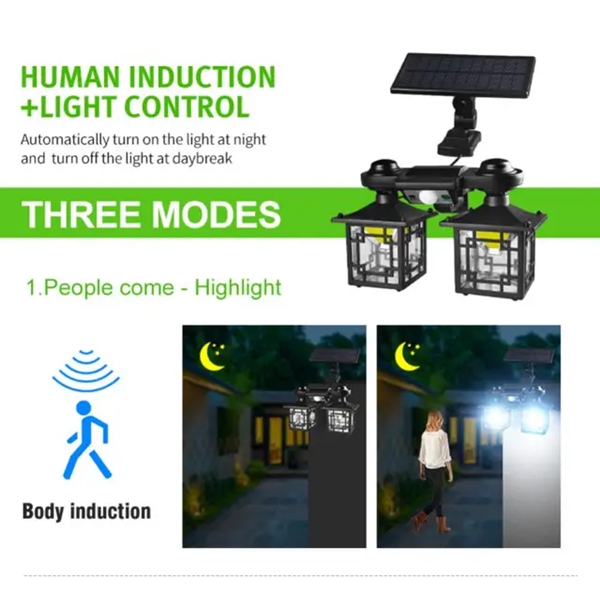 JD-2219A Napelemes mozgásérzékelős lámpa 2 DB burával, fali/ leszúrható - Image 5