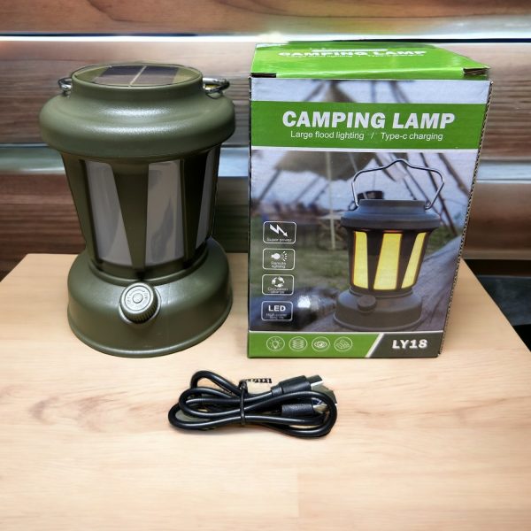 LY-18 Napelemes kemping lámpa zöld, 105x102x150mm, 3W - Image 4