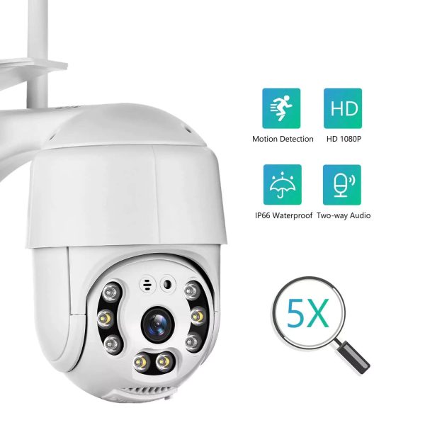 JNICE PTZ 1080P Wifis Kültéri biztonsági megfigyelő kamera IP66 HD 2 irányú kommunikáció - Image 5