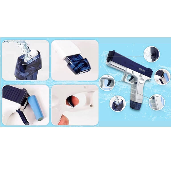 Elektromos vízipisztoly kék, 14500-as beépíthető akkumulátorral, töltővel és 1db kivehető tárral - Image 3
