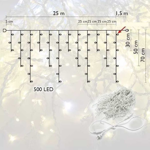 500 LED-es, 25 méteres, jégcsap fényfüzér, karácsonyi jégcsap izzósor IP44 - Image 14