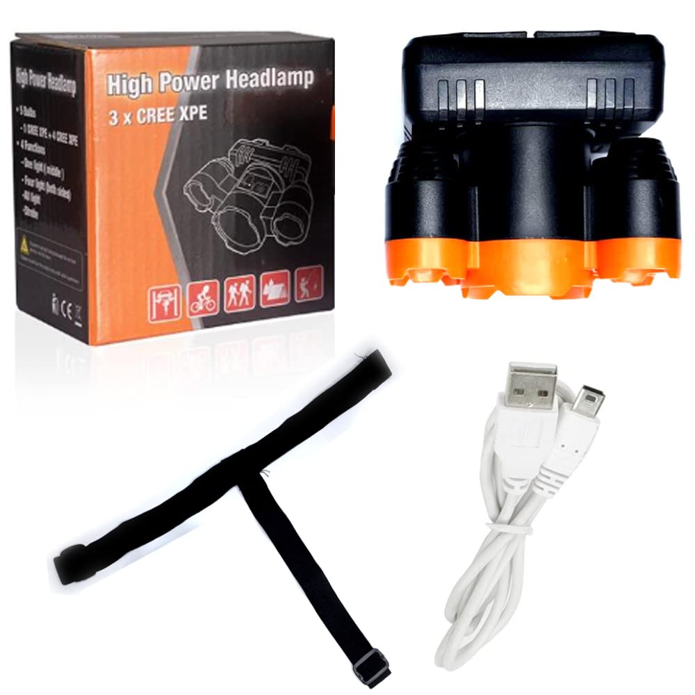 Szuperfényes fejlámpa, 3 x Cree XPE LED, fejpánttal - Image 3