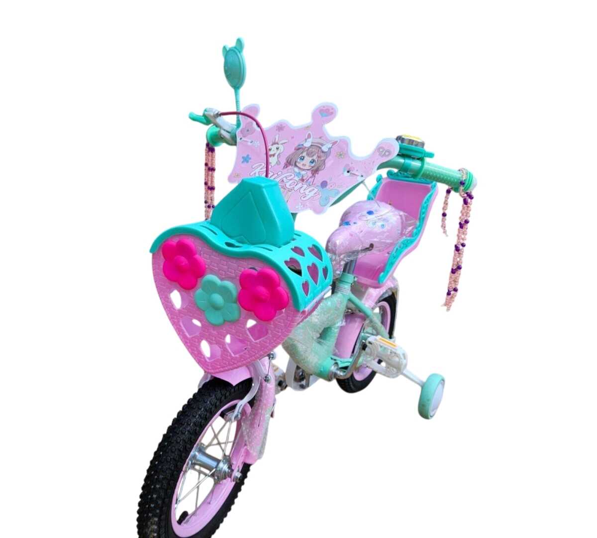 Kislány bicikli műanyag kosárral és csomagtartóval, levehető pótkerékkel az igazi kis hercegnőknek 12" colos méretben - Image 5