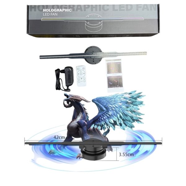 Holografikus HD ledes ventilátor 3D hologramm kivetítő telefonos applikációval és távirányítóval - Image 12