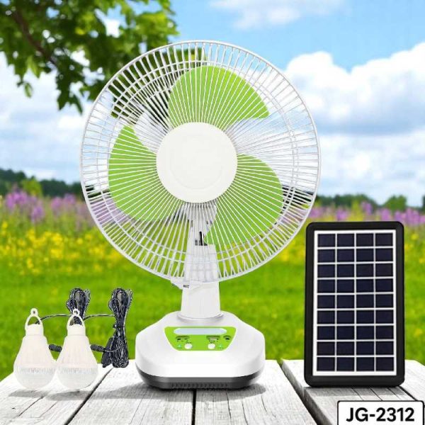 JG-2312 Napenergiás Multifunkciós Ventilátor Világítással és Töltéssel – 12 " Hordozható - Image 5