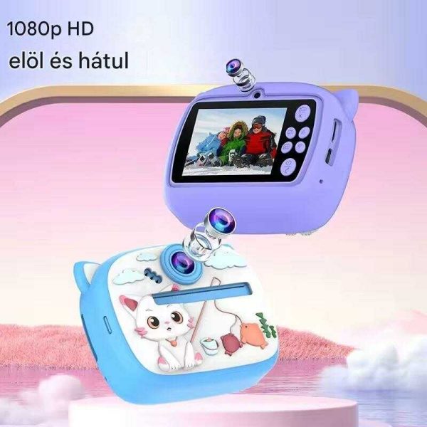 Nyuszis Mini Gyermek fényképezőgép azonnali nyomtatással és színezővel +1 tekercs hőpapírral - Image 5