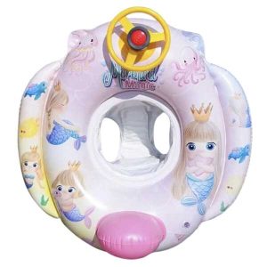 Kormánykerekes beleülős úszógumi kislányoknak rószaszín, dudával