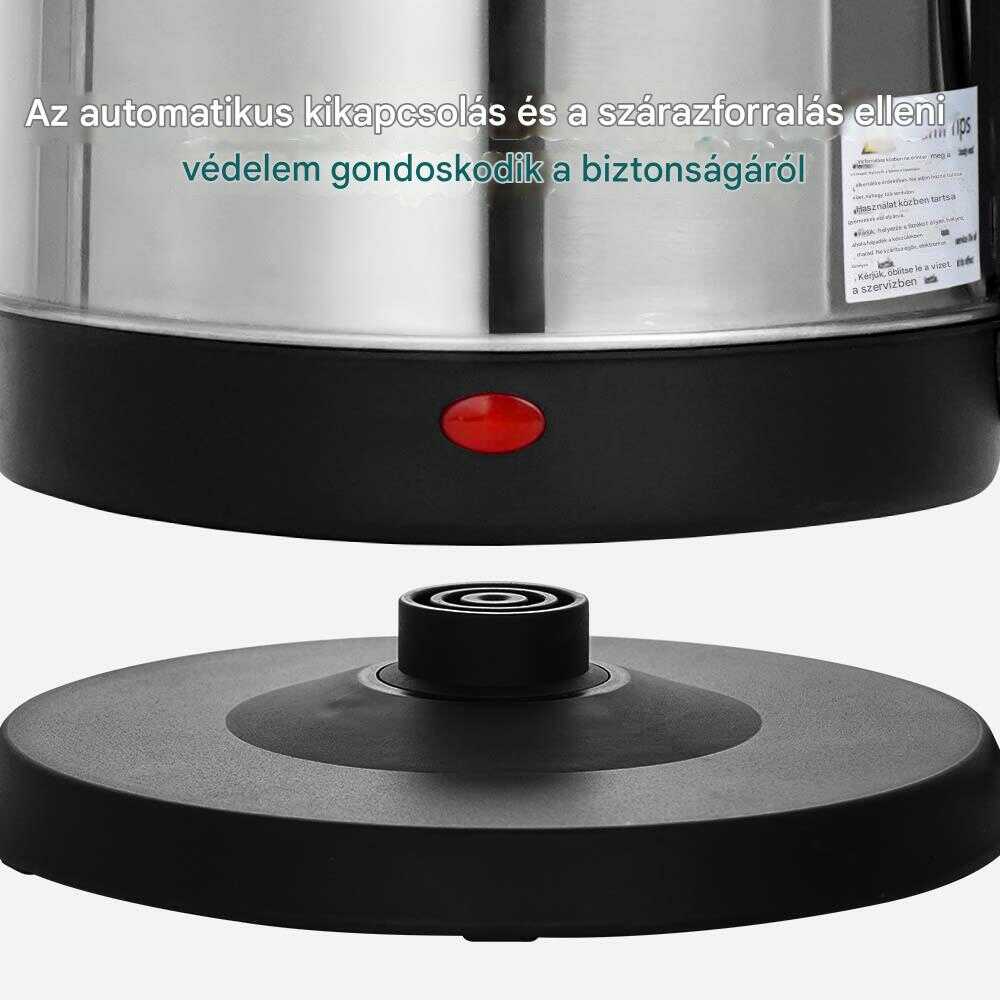 WINNING STAR ST-6029 Nagy Kapacitású Rozsdamentes Acél Vízforraló, 3L, 1500W, Szárazforralás Védelemmel - Image 5