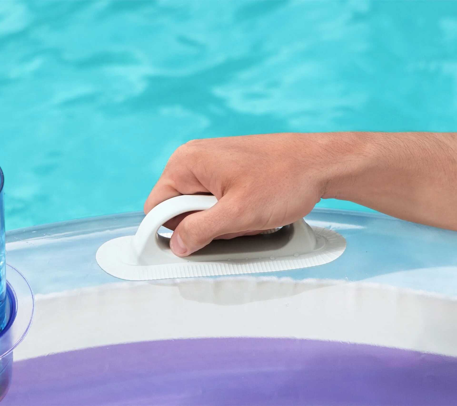 Óriás felfújható két személyes szivárvány úszógumi háttámlával és kapaszkodóval , 160 × 110 cm - Image 5