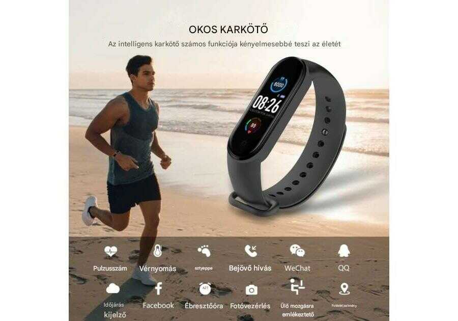M8 Smart okos karkötő , vízálló ,lépésszámláló , pulzus ,vérnyomásmérő , színes lcd kijelzővel - Image 4