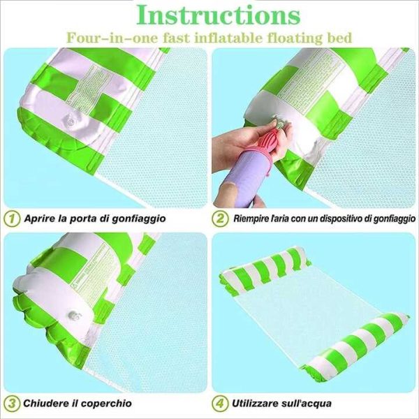 PoolComfort Csíkos Felfújható Relax Ágy – Hálós Középrész, 130cm Hosszú, Gyors Felfújás - Image 5