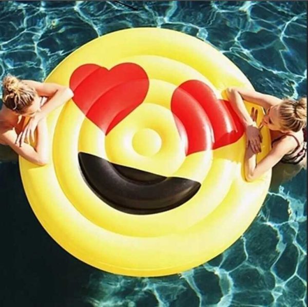 Óriás Emoji kör alakú pihenőmatrac strandmatrac 150 cm - Image 5