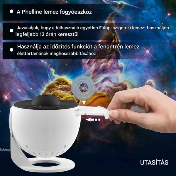 HD Star Projektor 13 féle égbolt témával, fókusztávolság 2-5 m, 25㎡ maximális vetítési felület, Csendes funkció és időzítő - Image 9