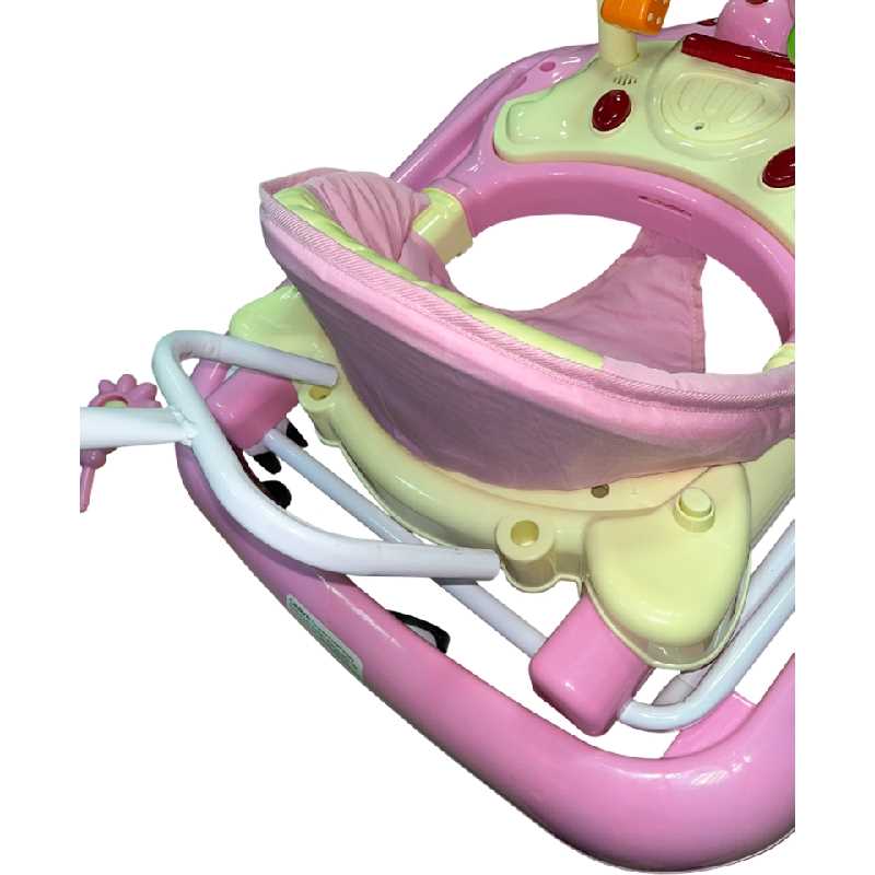 Rózsaszín Baba Járássegítő – Interaktív játékpanel, tolókar, fékezhető bébikomp - Image 6