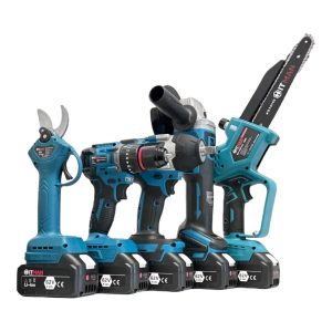 Hitman HT-BACD-2454-PROMAX 5 in 1 szerszámszett Sarokcsiszoló , Ütvecsavarozó, Metszőolló, Láncfűrész és Csavarbehajtó 62 V 3 db akumulátorral