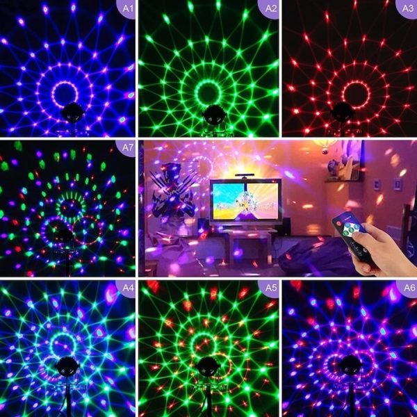 Konnektoros disco lámpa, USB-s diszkófény távirányítóval, hangvezérléssel és többféle fényjátékkal - Image 6