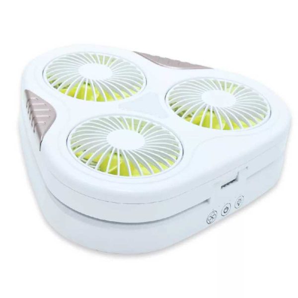 Hordozható Háromlapátos USB Ventilátor, Összecsukható, LED Világítás, Mobiltelefon Tartóval - Image 6