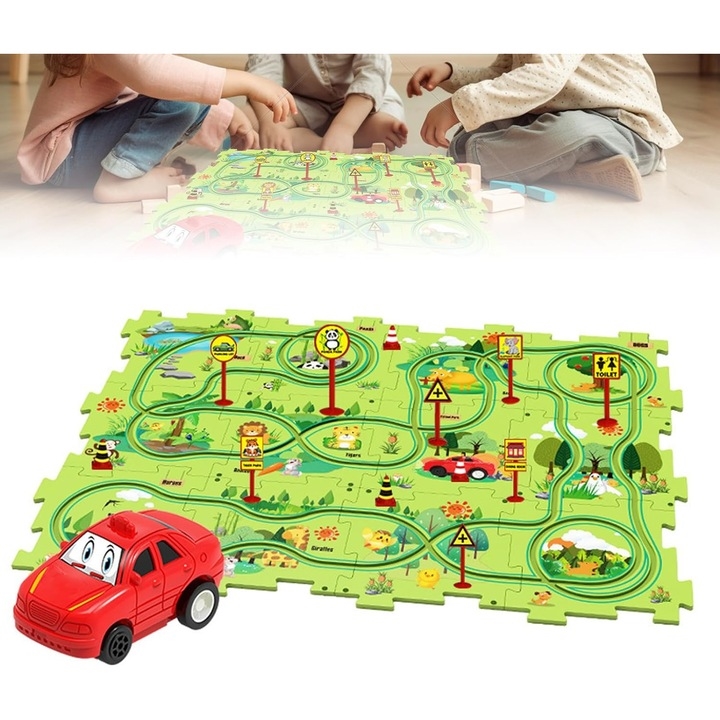 Gyerek oktató puzzle autópálya játékkészlet 15 db oktató puzzle-el - Image 4