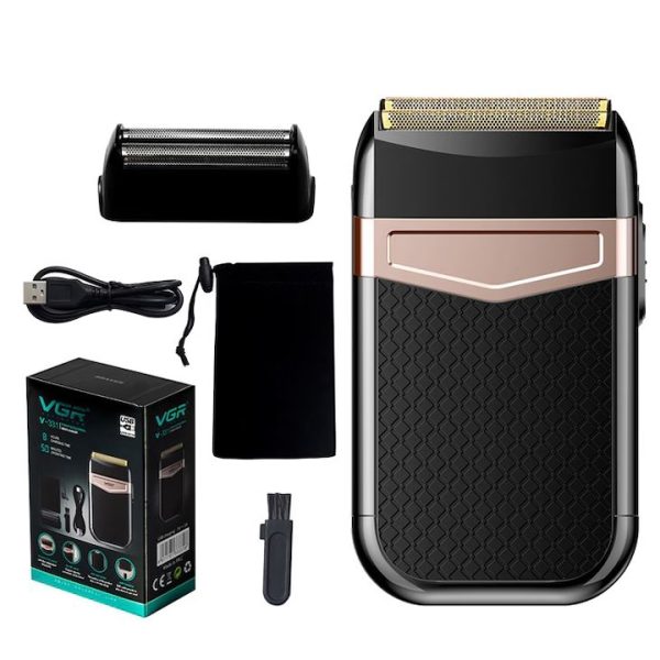 VGR V-331 Professzionális Elektromos Borotva, akkumulátor, USB töltés, 2 cserélhető fej, fekete - Image 4