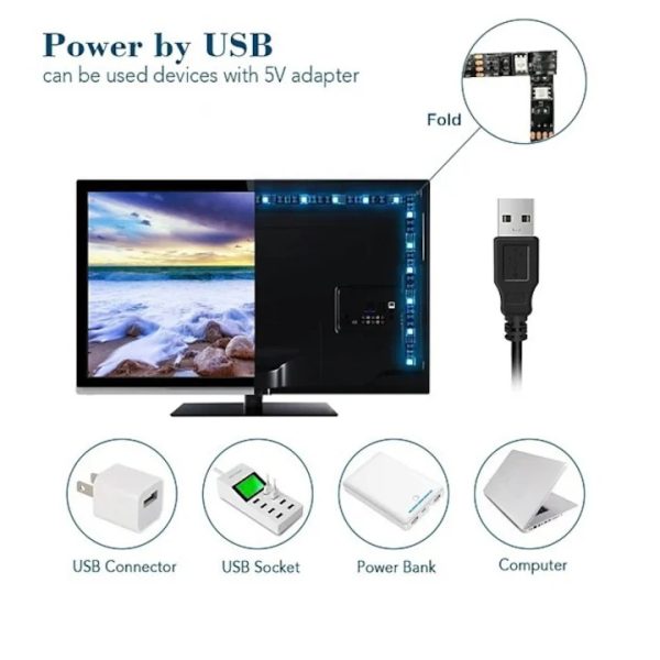 USB LED szalag 3 méter fekete öntapadós huzallal, távirányítóval és bluetooth aplikációval, IP65 - Image 6