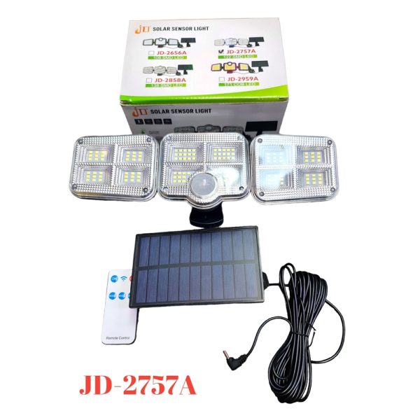 JD-2757A Napelemes 122 LED-es fali lámpa fény és mozgásérzékelővel, távirányítóval és 5m-es kábellel, IP65 - Image 8
