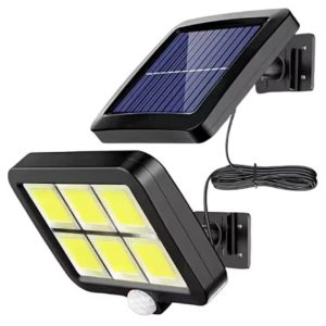 Napelemes mozgásérzékelős LED reflektor (200W, 120 COB LED) Távirányítóval, állítható nappannel és 5m kábellel, IP65 vízálló
