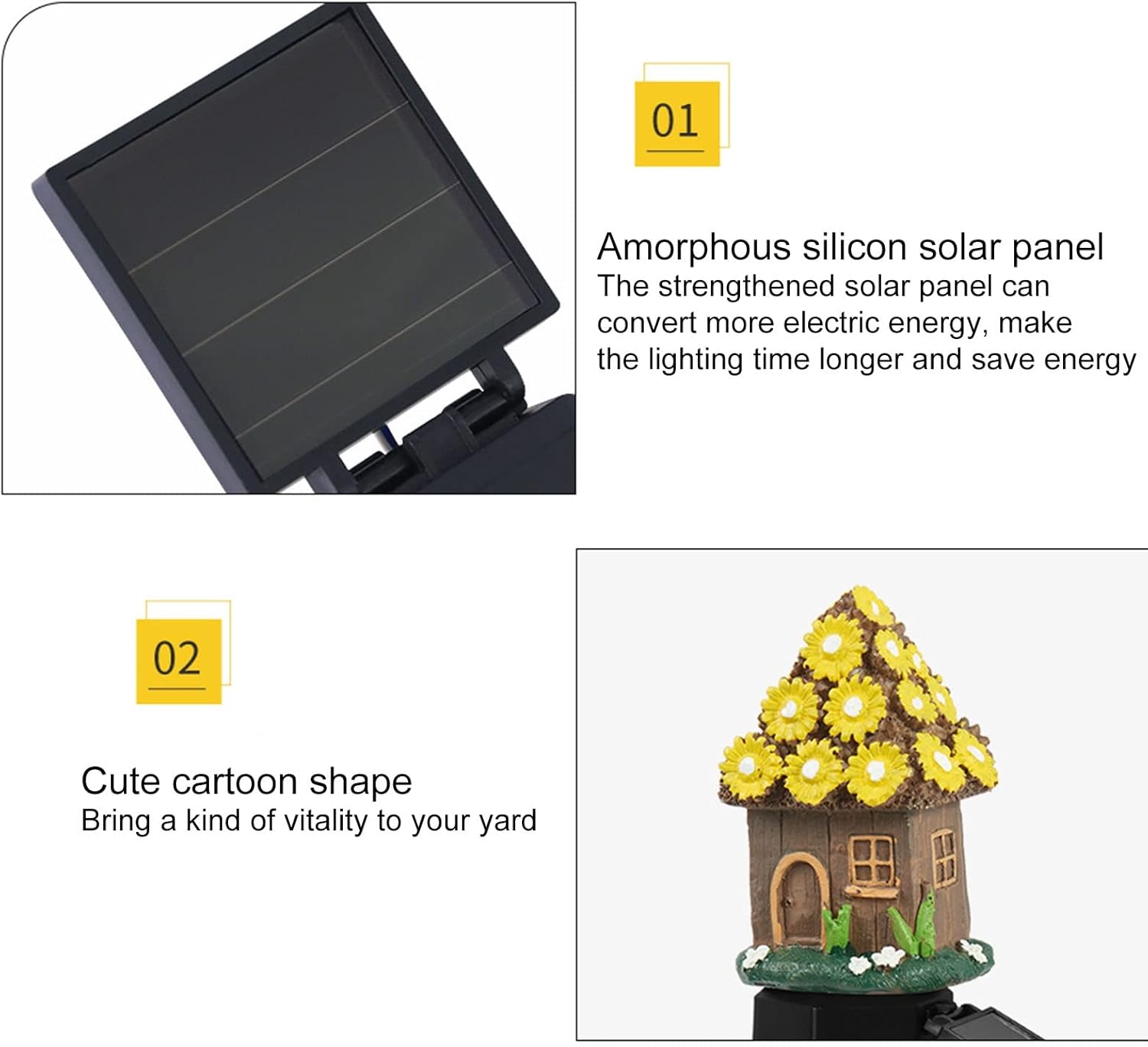 Napelemes világító kisházak leszúrható kerti fény, 40 cm - Image 4