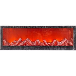 Dekoratív LED kandalló lángeffektussal, elemes / USB tápegység, 60x10x20 cm