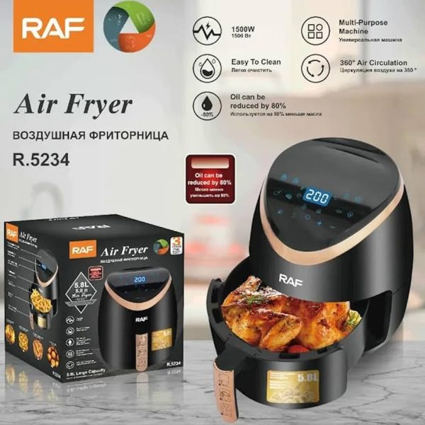 Raf forró levegős sütő/air fryer , digitális kijelző ,érintőképernyős , 5.8 L , 1500W , R.5234B - Image 3
