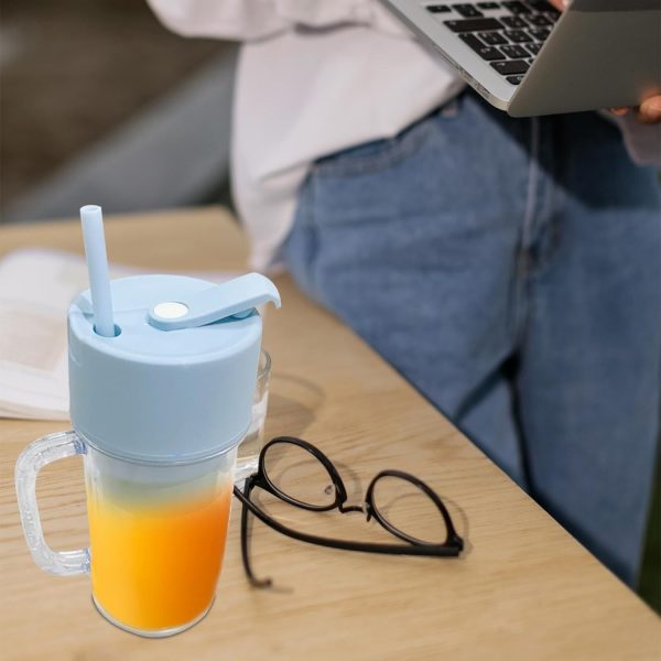 Mini smoothie készítő,pohárrá alakítható+szívószál 400ml ,kék - Image 3