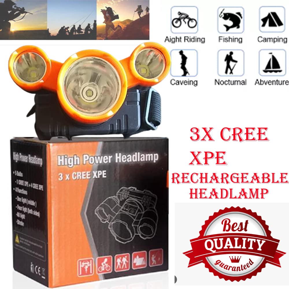 Szuperfényes fejlámpa, 3 x Cree XPE LED, fejpánttal - Image 4