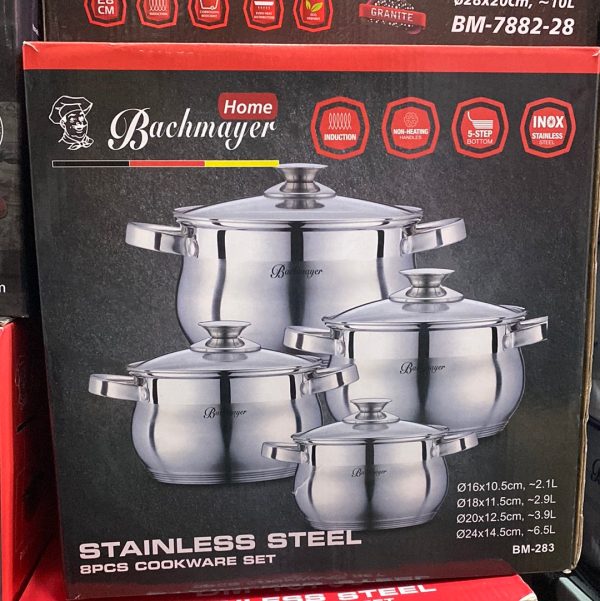 Bahmayer Üvegfedős 8 részes indukciós lábas készlet 12l 14 16,5l 19l - Image 2