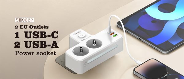 Universalis kapcsolós Aljzat elosztó 2 aljzattal 2 USB 1 Type C + éjjeli lámpa Funkció 2500 W - Image 6