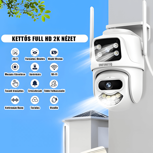 Térfigyelő Kamera Smart WIFI, INFINITQ™, 6MP 2K, Ultra HD, 360°-ban Forgatható,színes Éjjellátó Móddal Kártya/Felhő Tárolás, Kétirányú Kommunikáció, Mozgásérzékelés Vízálló, - Image 2