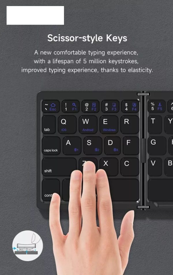  Hordozható, összecsukható Bluetooth billentyűzet touchpaddal - Image 2