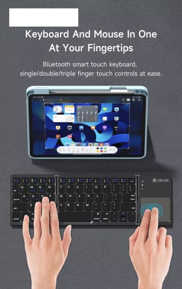  Hordozható, összecsukható Bluetooth billentyűzet touchpaddal - Image 3