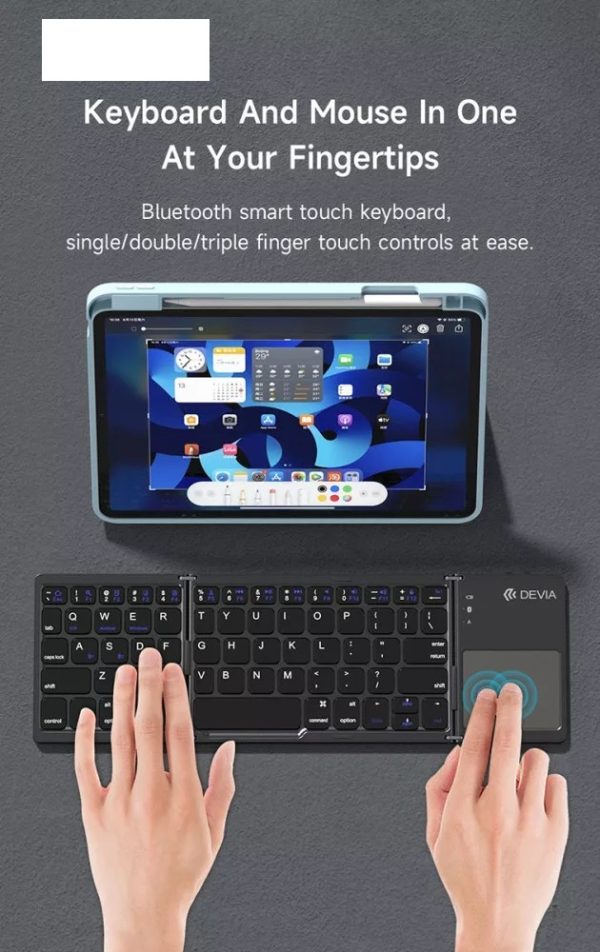  Hordozható, összecsukható Bluetooth billentyűzet touchpaddal - Image 4