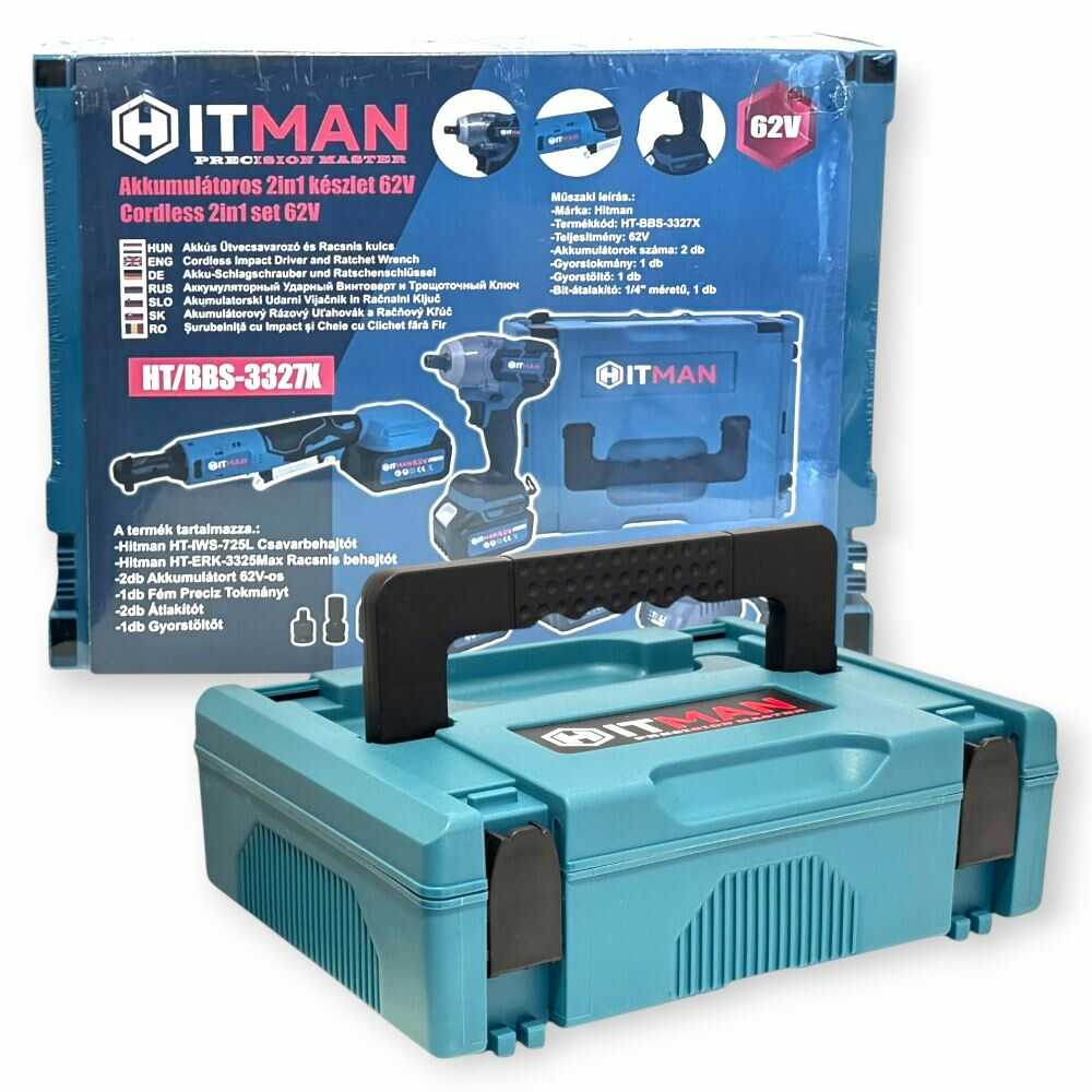 Hitman BBS-3327X Ütvecsavarozó és Racsnis Kulcs szerszámkészlet, 10 akkucellás - Image 11