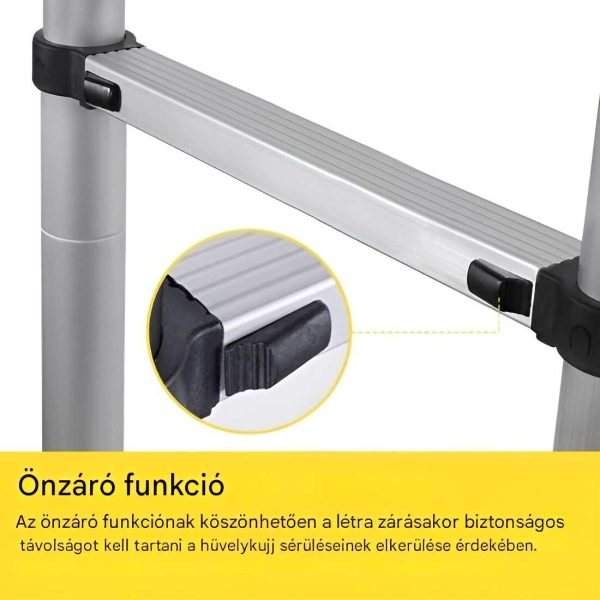 Haina H-UP260 Teleszkópos Alumínium Létra 2,6m – 150 kg Teherbírás, Kompakt és Biztonságos - Image 6